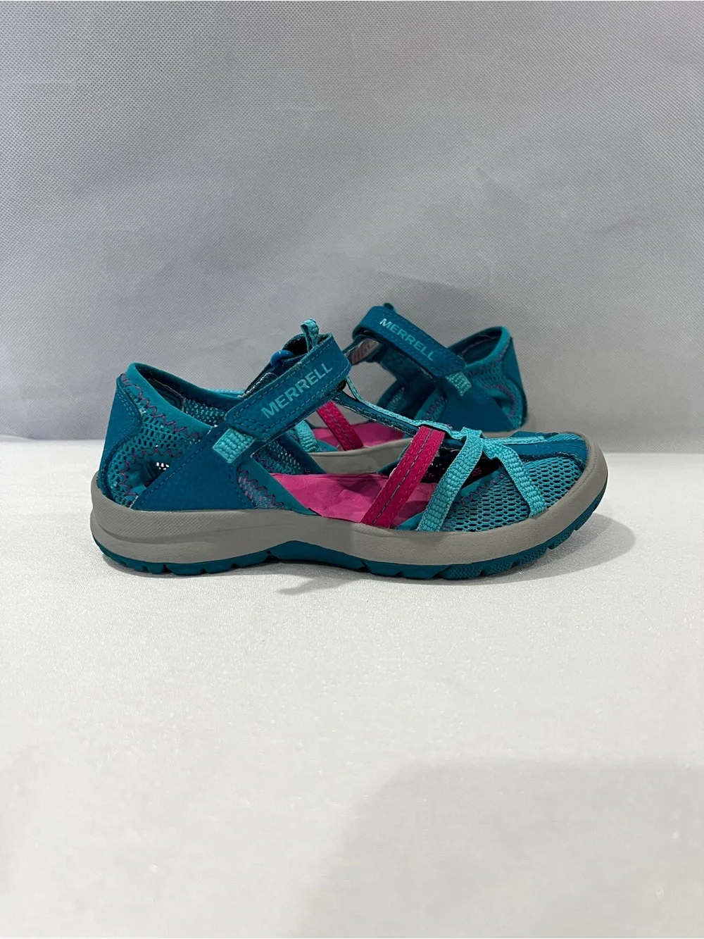 Merrell Dragonfly Sandal Size 1 US Kids Little Kids Turquoise Blue Pink Gray
